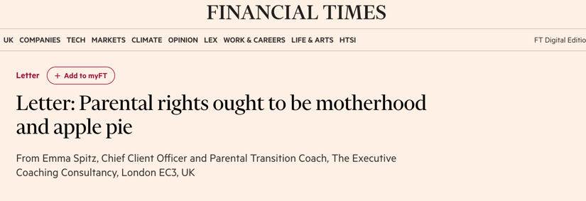 Financial Times | Letter: Parental rights ought to be motherhood and apple pie