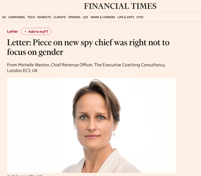 Financial Times | Piece on new spy chief was right not to focus on gender