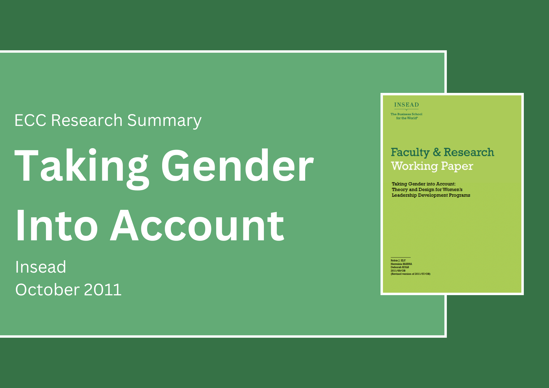 Taking Gender into Account Summary