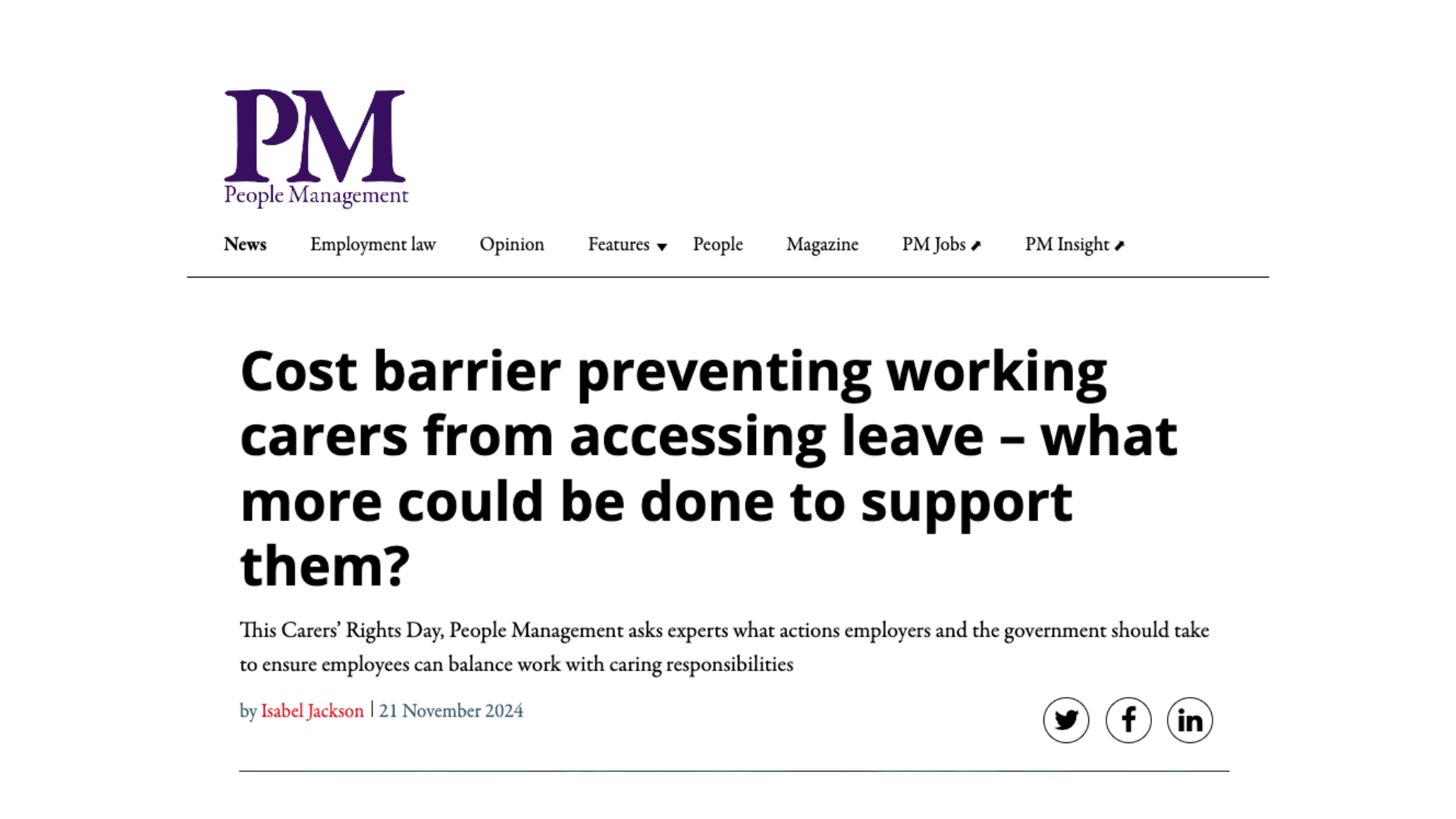 People Management | Cost barrier preventing working carers from accessing leave – what more could be done to support them?